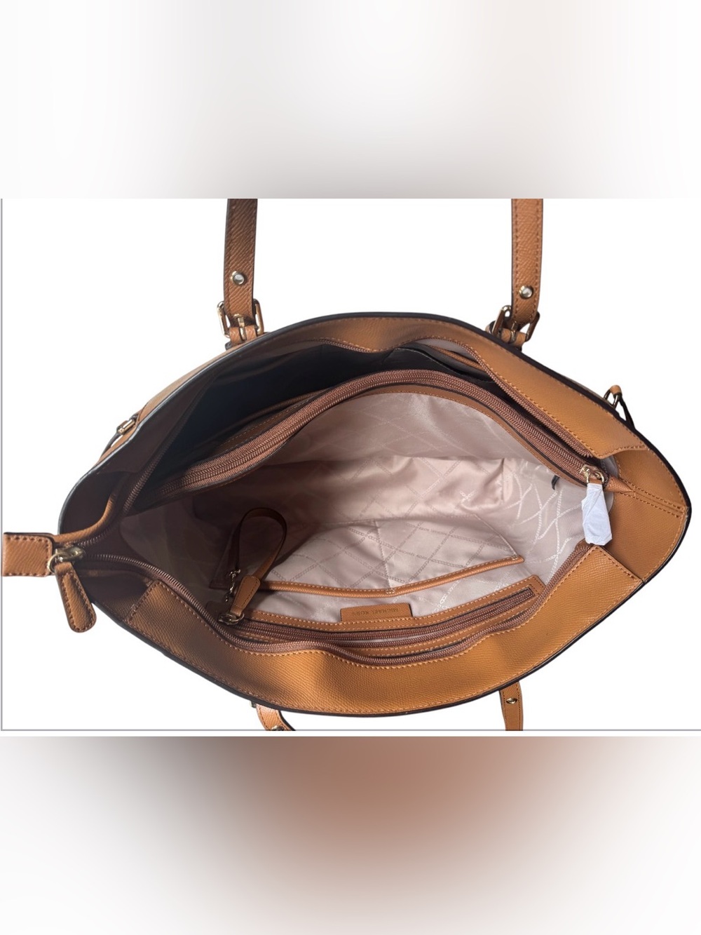 Michael Kors Brown Saffiano Leather Tote with Gold Hardware - Picture 2 of 10